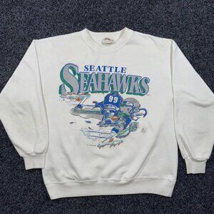 Vintage 1988 Seattle Seahawks Jack Davis Crewneck Sweatshirt Retro 90s NFL shirt